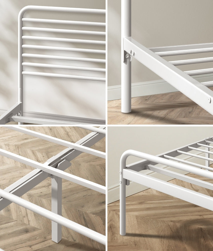 Queen Size Metal Platform Bed Frame White