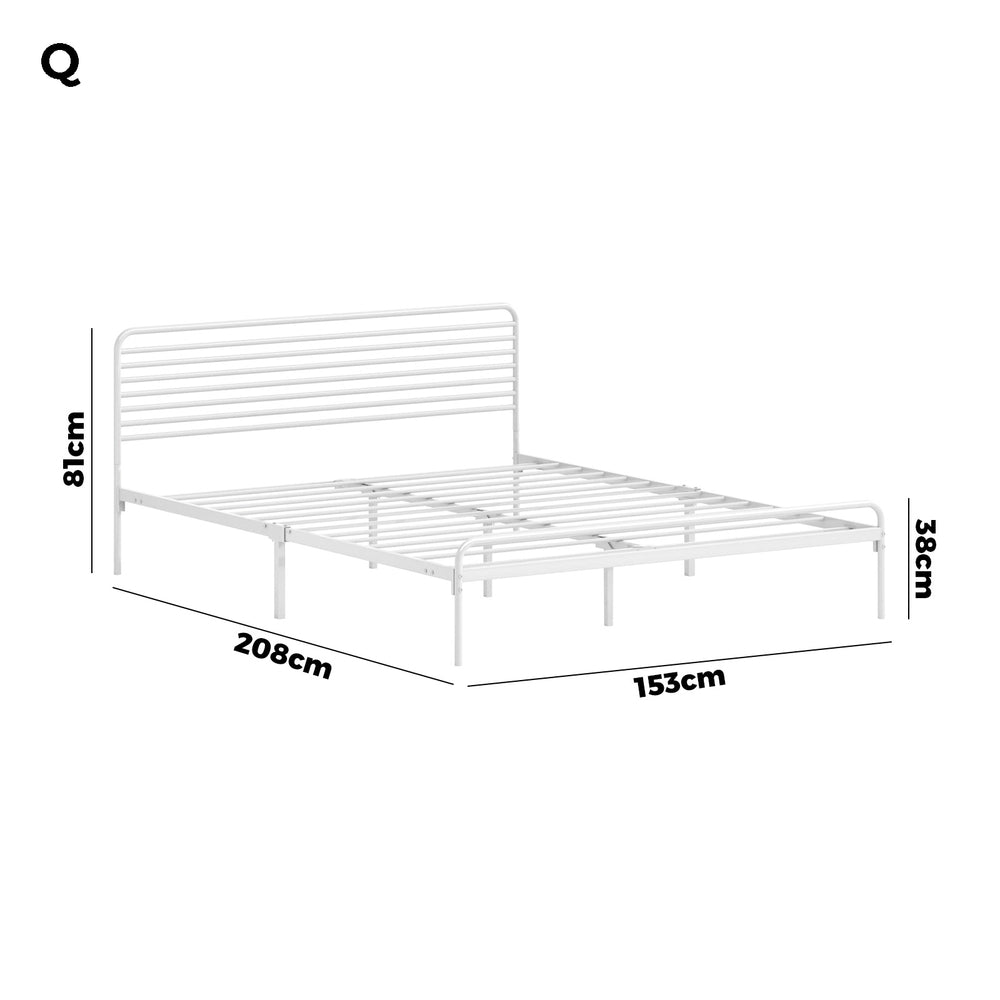Queen Size Metal Platform Bed Frame White