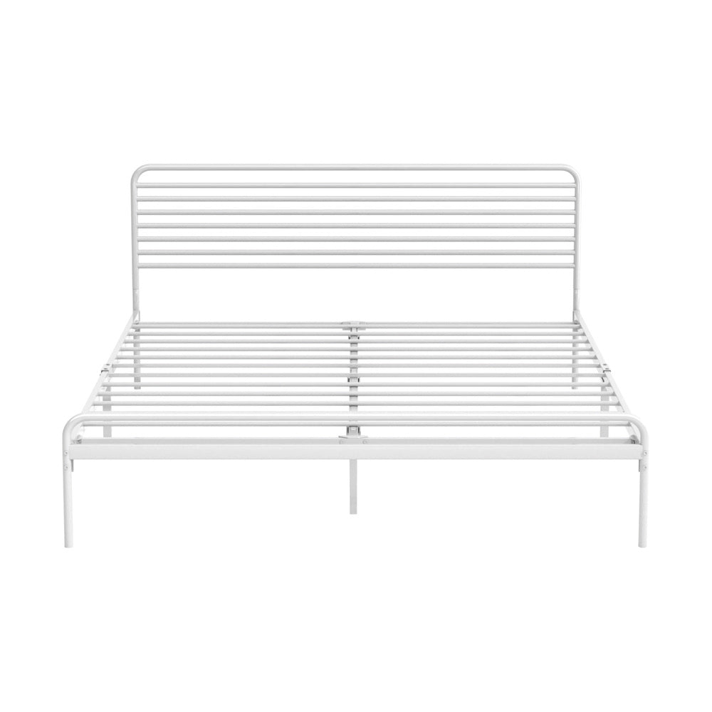 Queen Size Metal Platform Bed Frame White