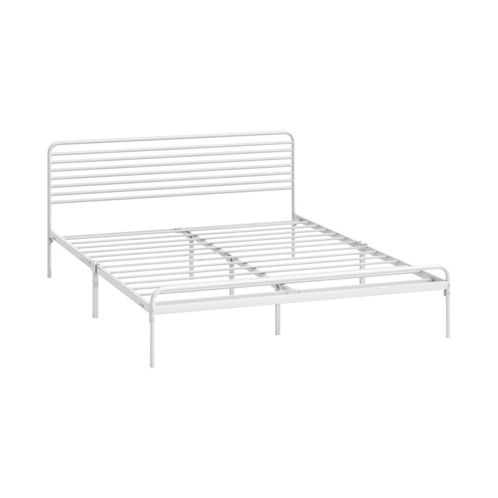 Queen Size Metal Platform Bed Frame White