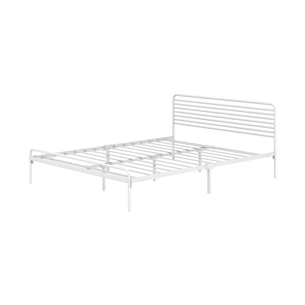 Queen Size Metal Platform Bed Frame White