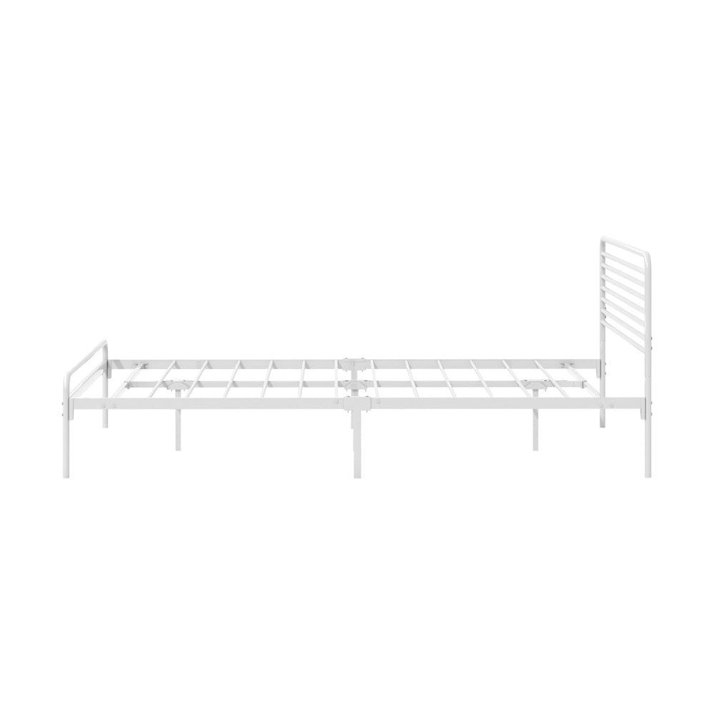 Queen Size Metal Platform Bed Frame White