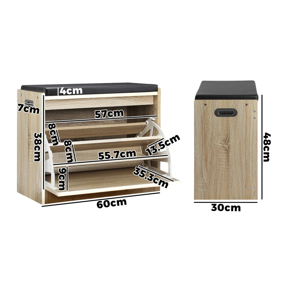 Wooden Shoe Storage Bench with PU Seat