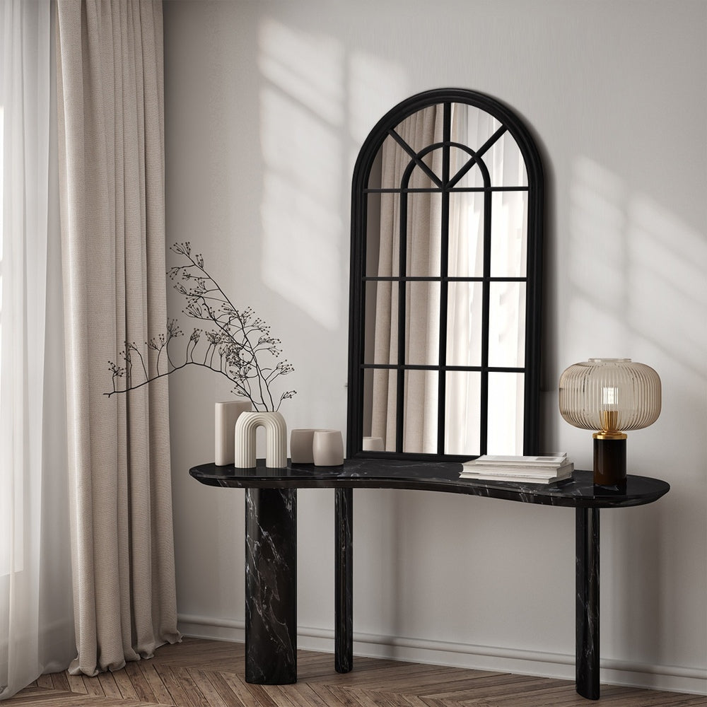 Arched Window Wall Mirror 76x51cm Black