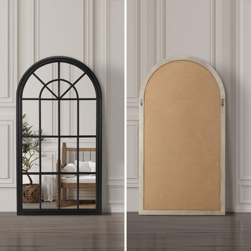 Arched Window Wall Mirror 76x51cm Black