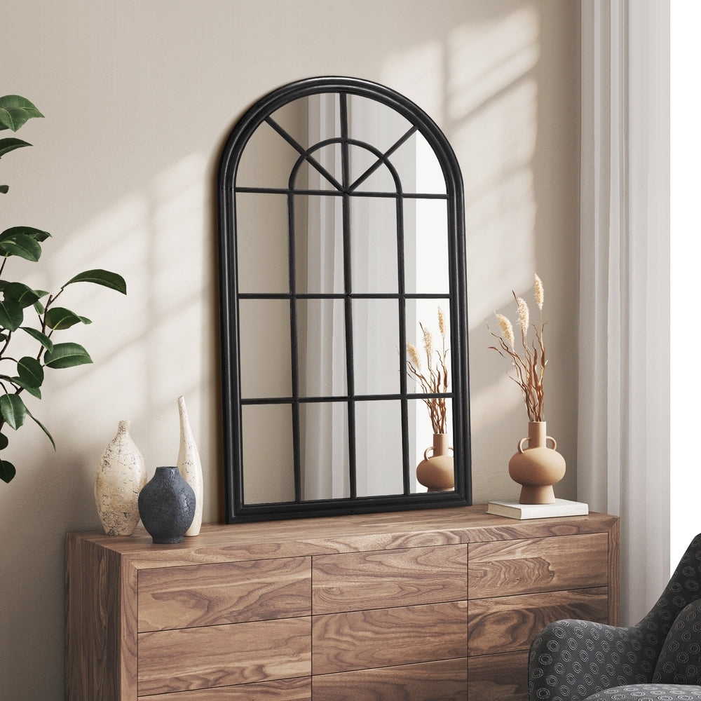 Arched Window Wall Mirror 76x51cm Black