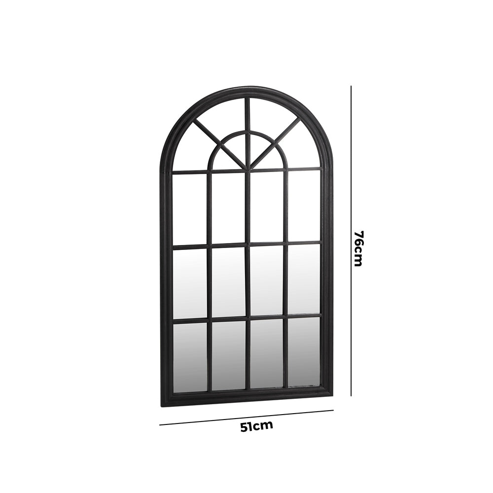 Arched Window Wall Mirror 76x51cm Black