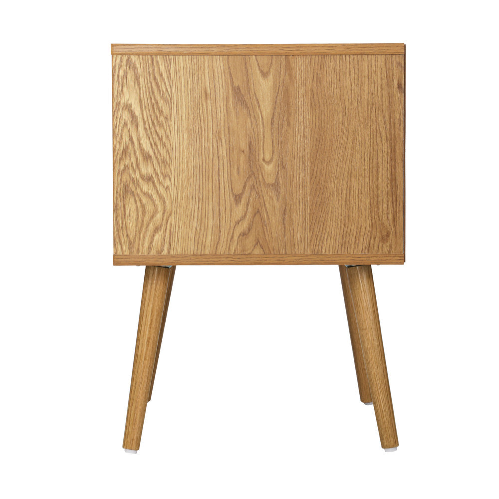 Bedside Table Handle-Free with Open Shelf Wooden and White