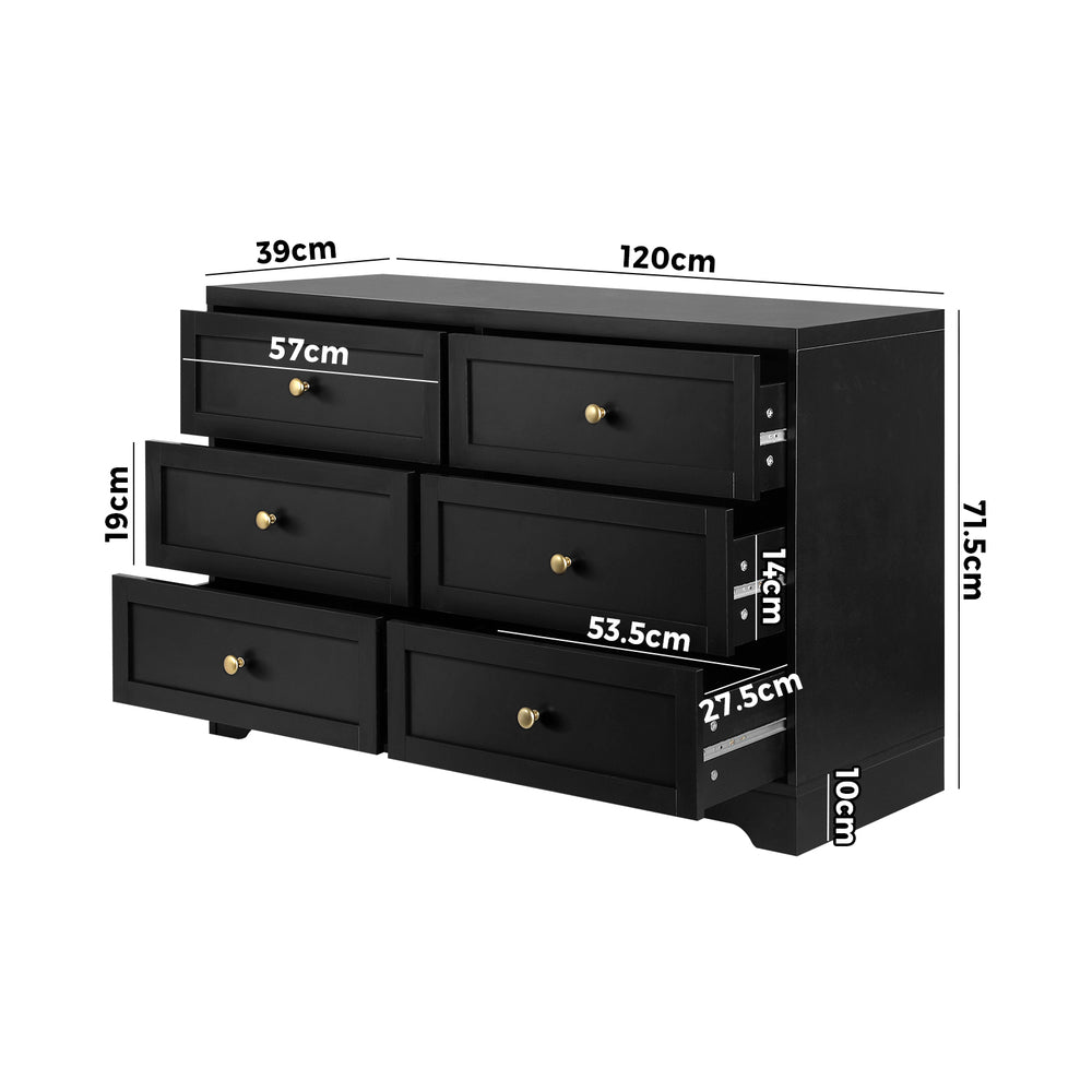 6 Drawer Chest of Drawers Black