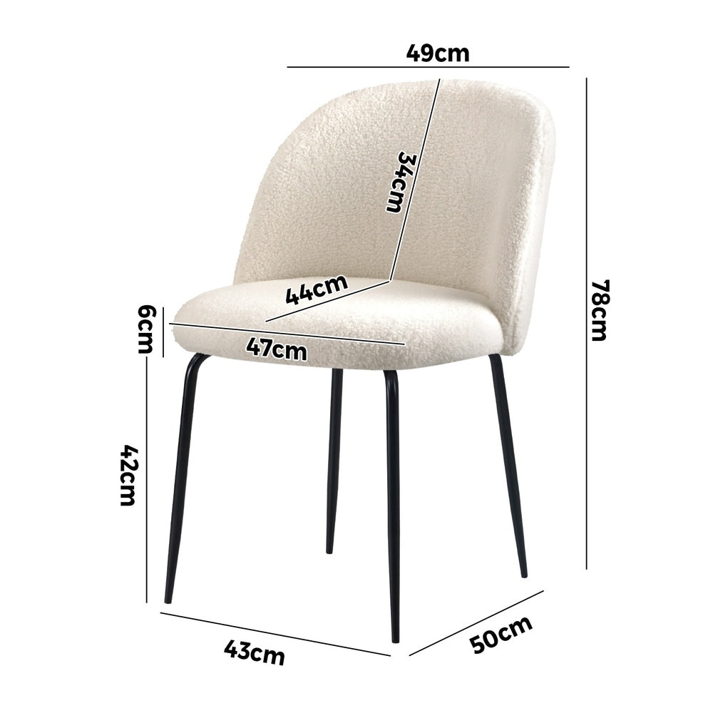 2pcs Dining Chairs Sherpa Upholstered White