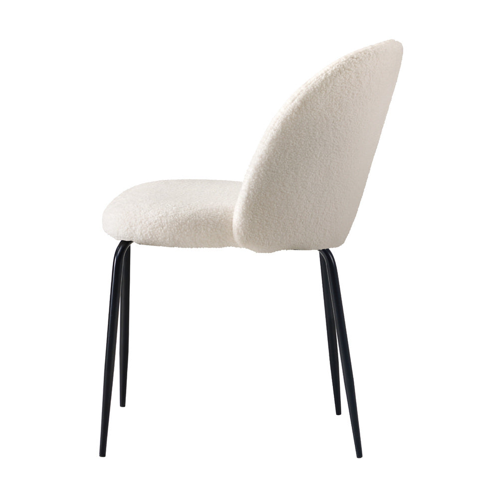 2pcs Dining Chairs Sherpa Upholstered White