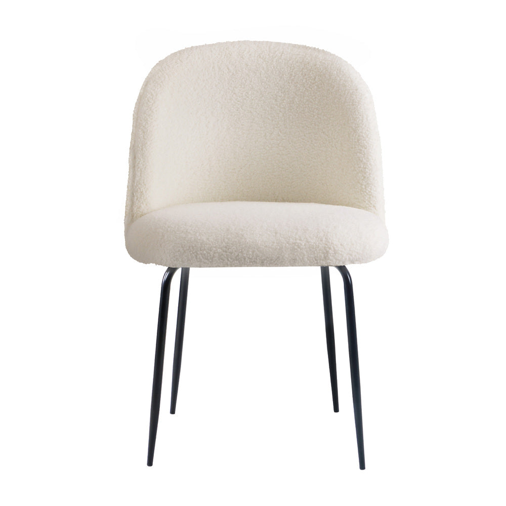 2pcs Dining Chairs Sherpa Upholstered White