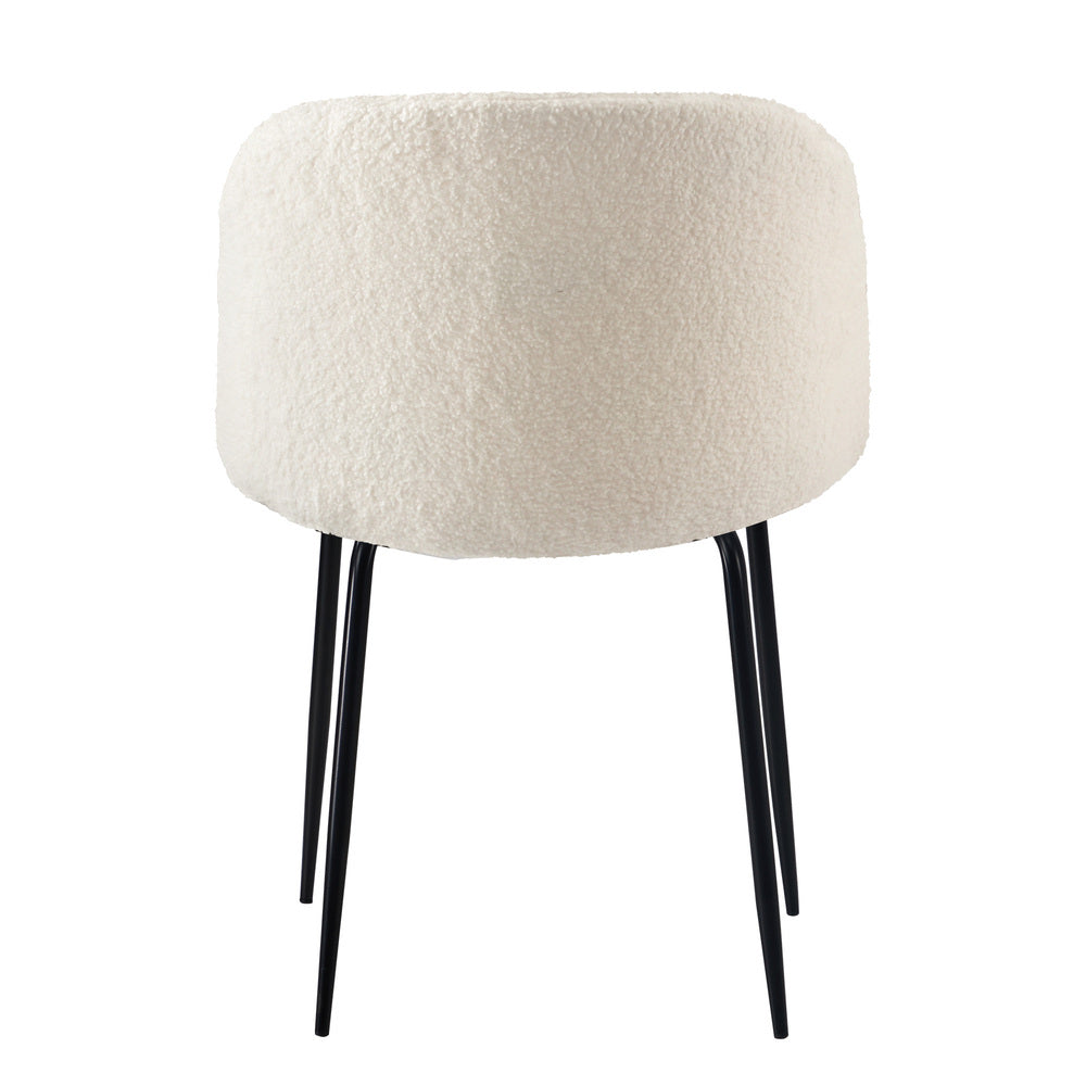 2pcs Dining Chairs Sherpa Upholstered White