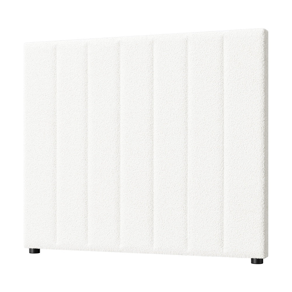 King Single Bed Frame with Headboard Boucle White
