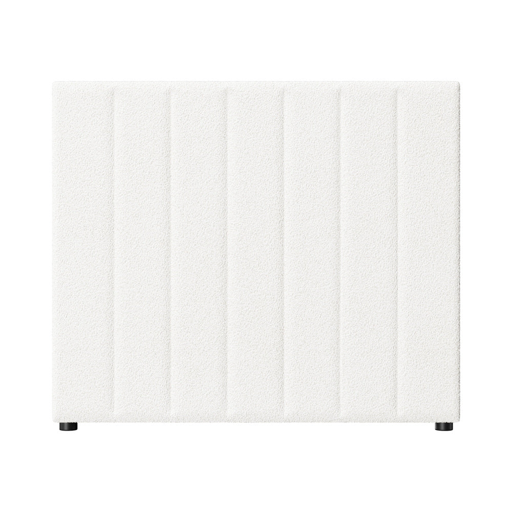 King Single Bed Frame with Headboard Boucle White