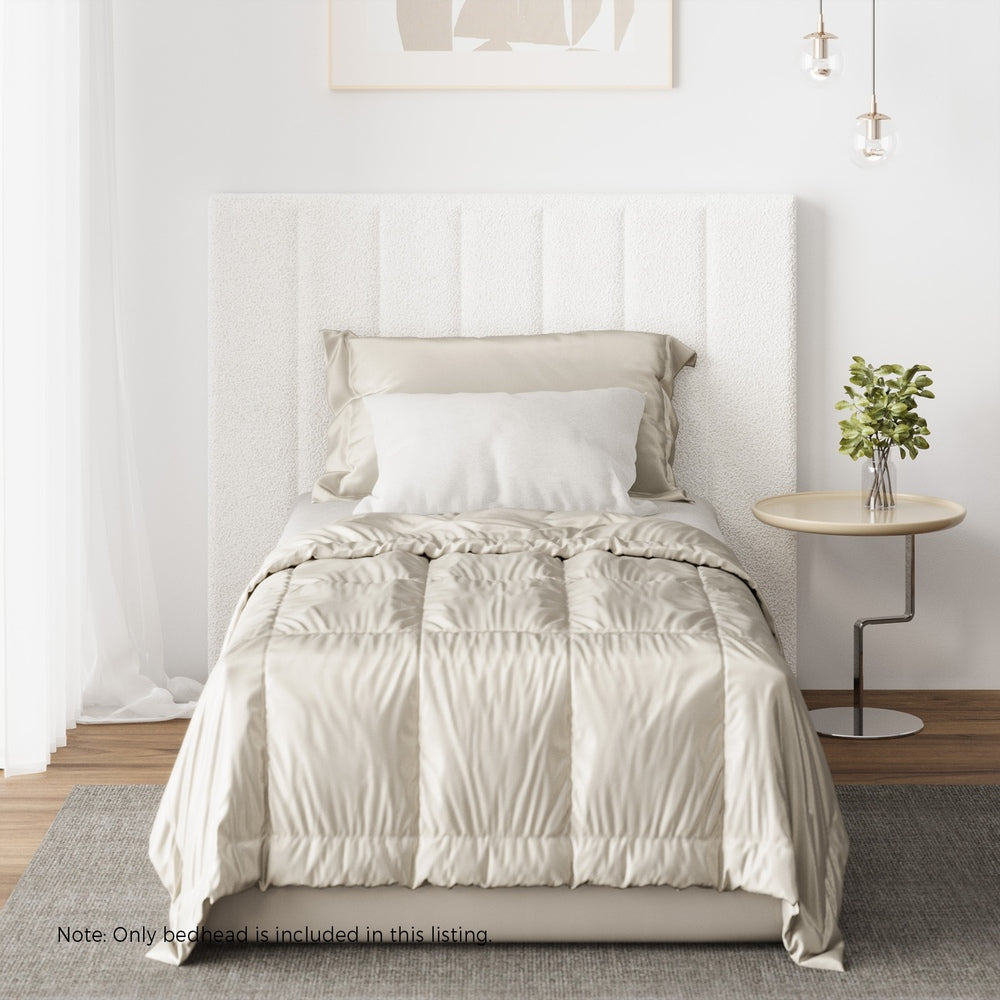 King Single Bed Frame with Headboard Boucle White