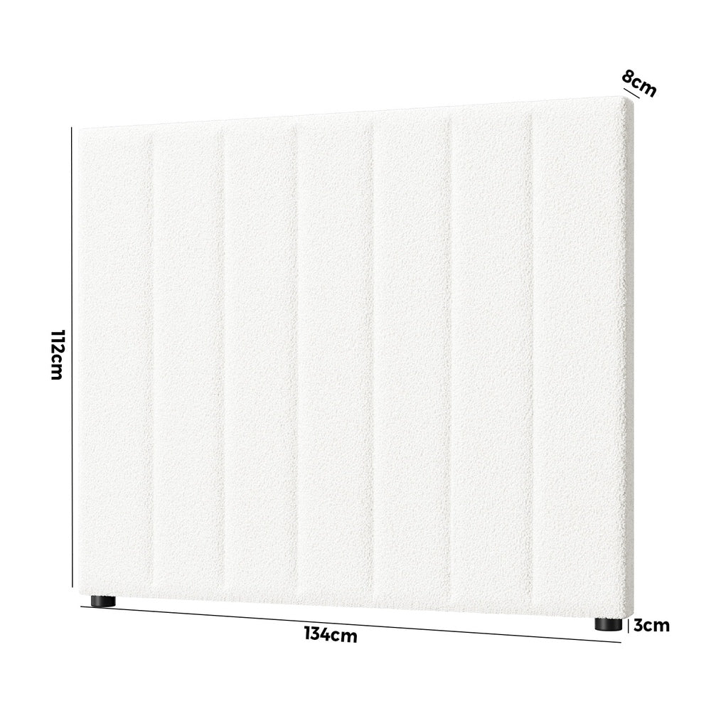 King Single Bed Frame with Headboard Boucle White