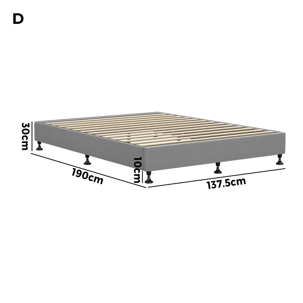 Double Bed Frame Fabric Grey