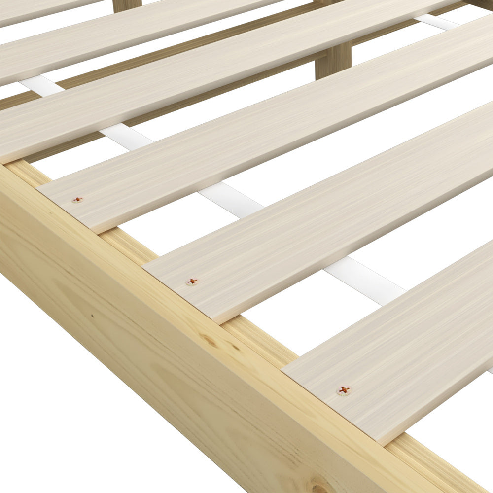 King Bed Frame Pine Wood Base