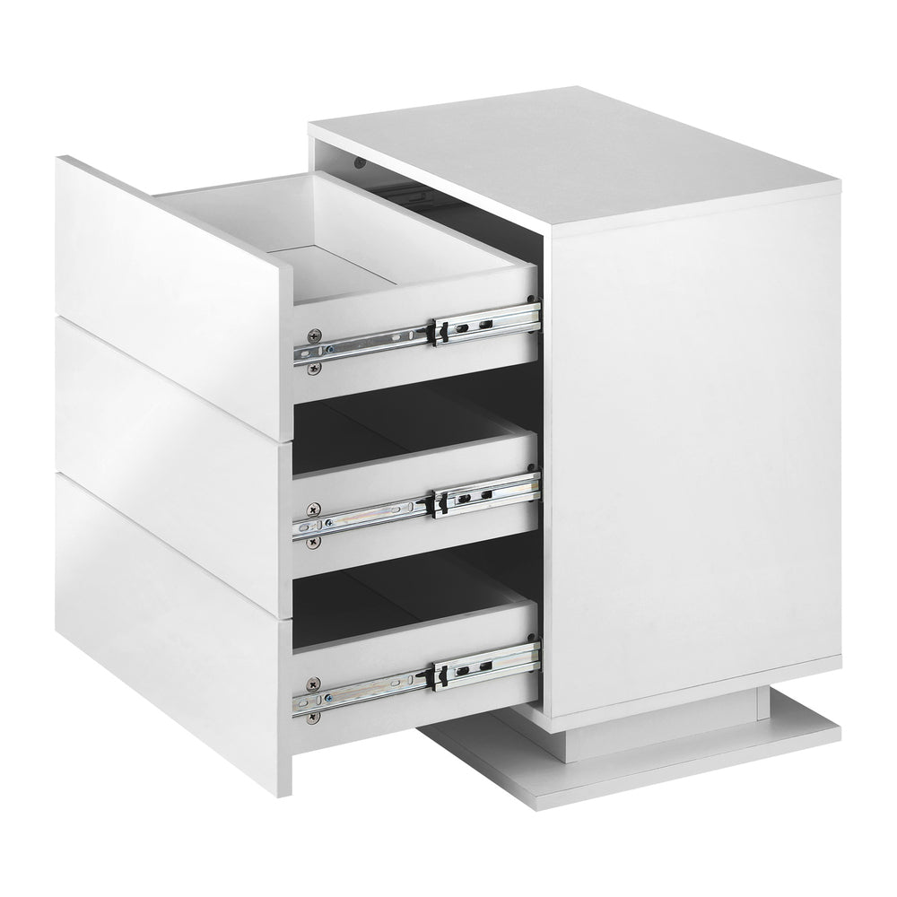 LED Bedside Table with RGB Lighting 3 Drawers White