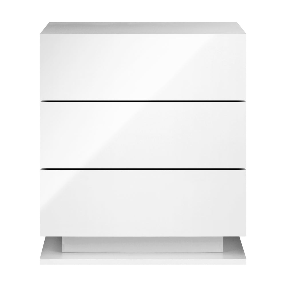 LED Bedside Table with RGB Lighting 3 Drawers White
