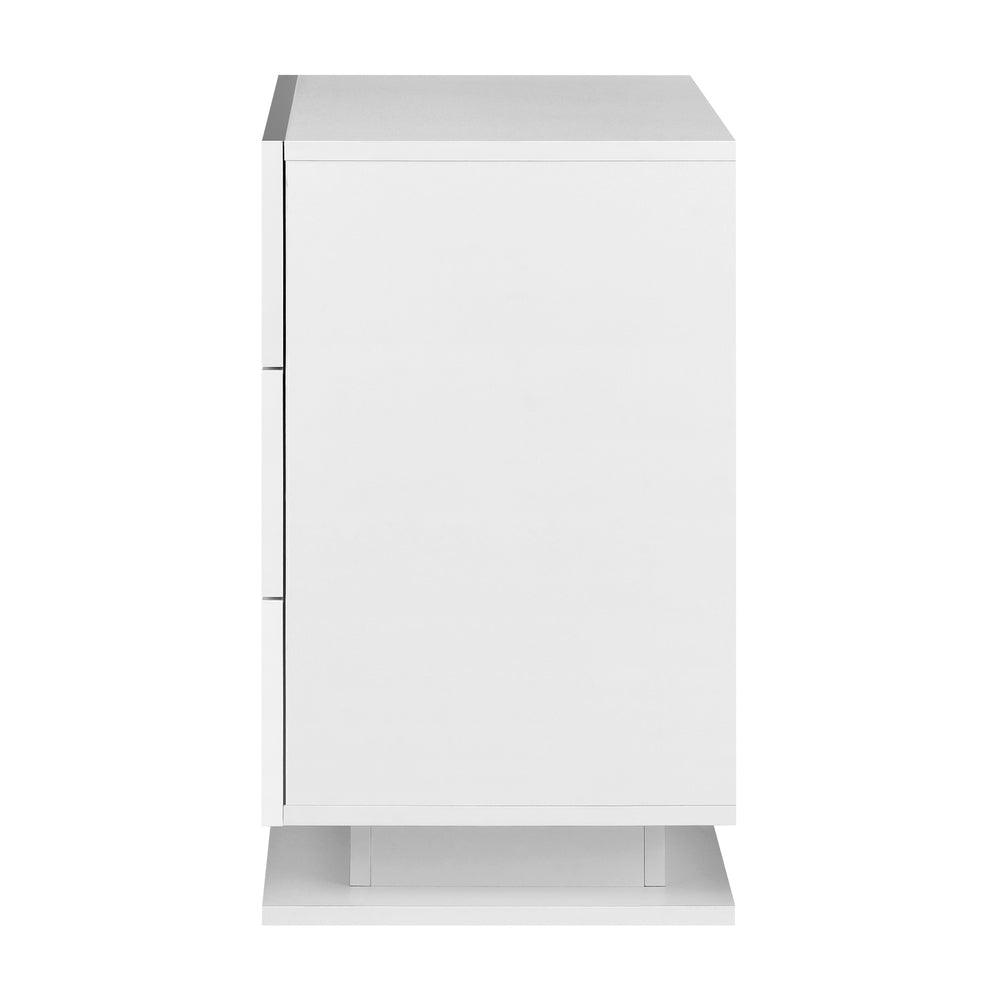 LED Bedside Table with RGB Lighting 3 Drawers White