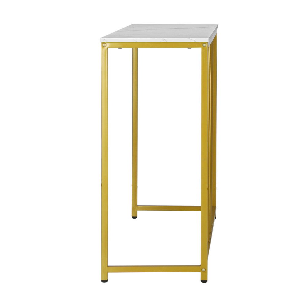 Console Table with Marble Like Tabletop and Steel Frame
