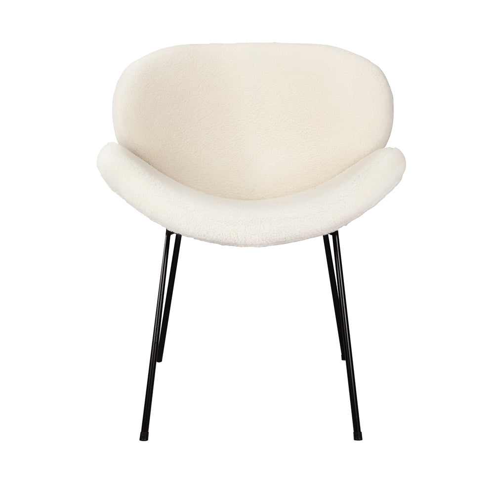 Dining Chair Cream Faux Sherpa