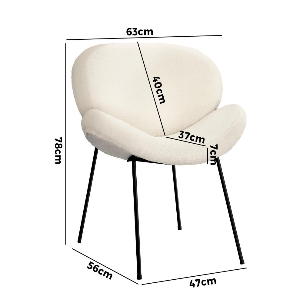 Dining Chair Cream Faux Sherpa