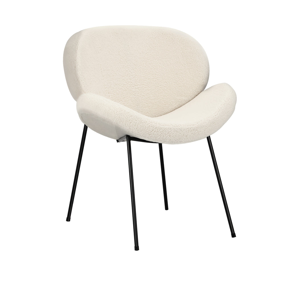 Dining Chair Cream Faux Sherpa