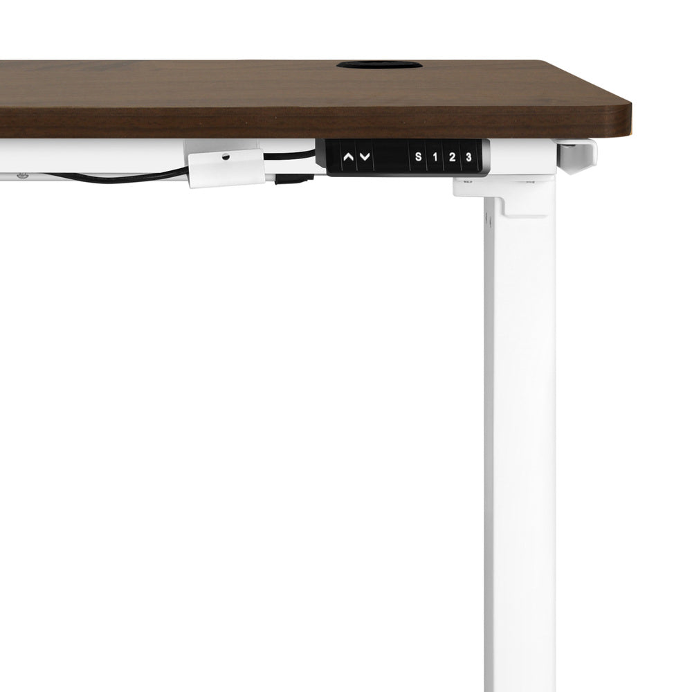Adjustable Motorized Standing Desk 150cm  White and Walnut