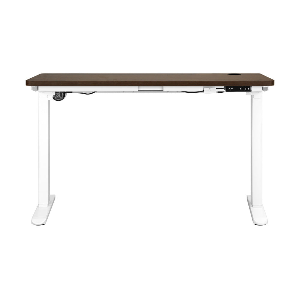 Adjustable Motorized Standing Desk 150cm  White and Walnut