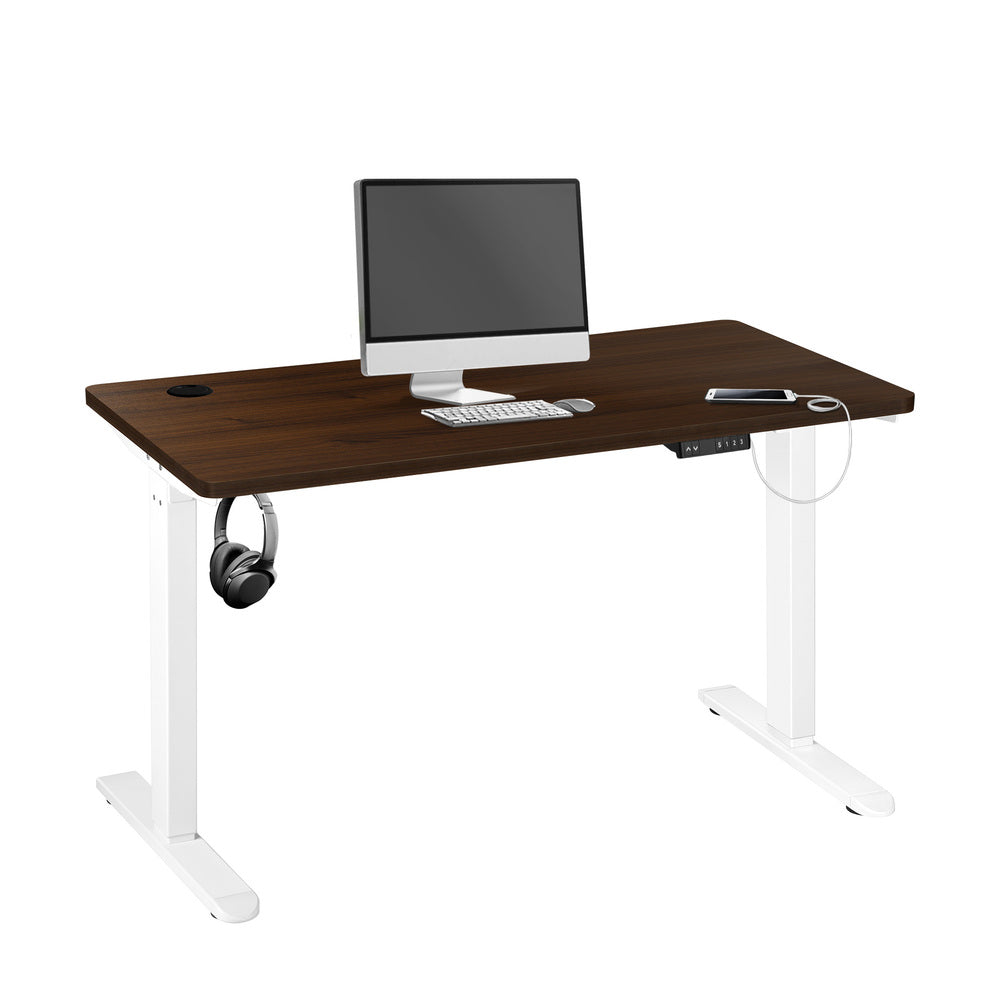 Adjustable Motorized Standing Desk 150cm  White and Walnut