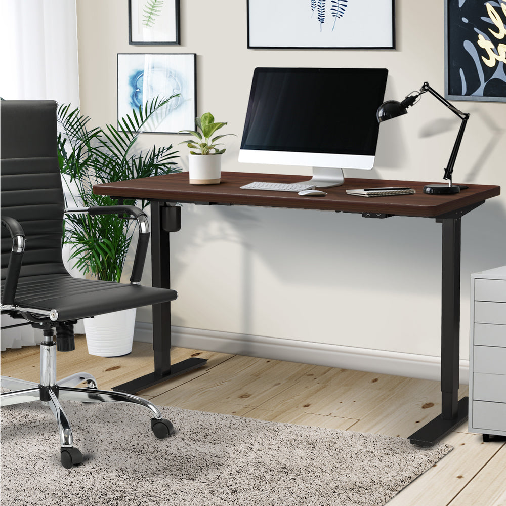 Electric Standing Desk with Single Motor 150cm Black and Walnut