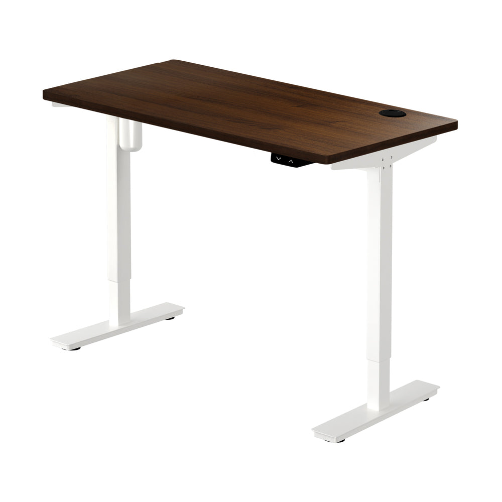 Electric Standing Desk with Single Motor 150cm White and Walnut