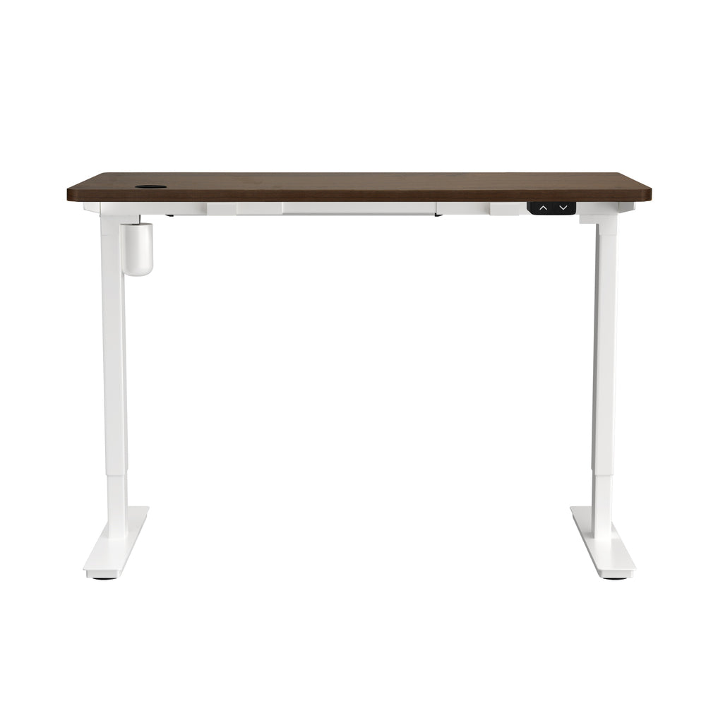 Electric Standing Desk with Single Motor 150cm White and Walnut