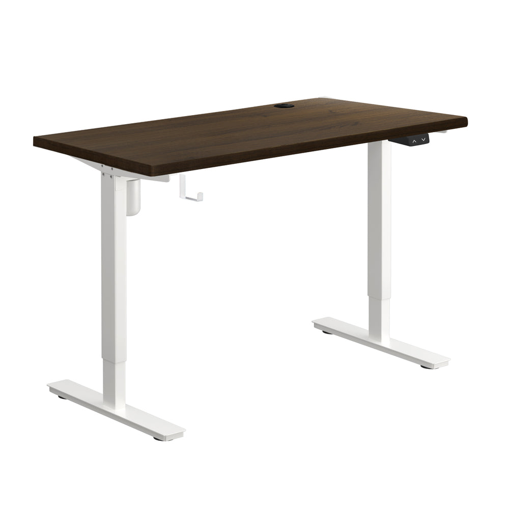 Electric Standing Desk with Single Motor 150cm White and Walnut