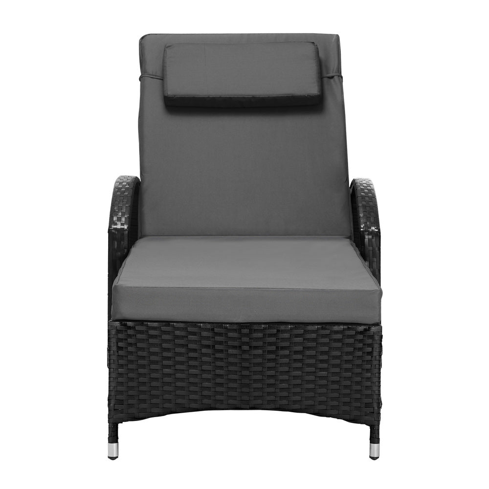 Black Sun Lounger with Wheels