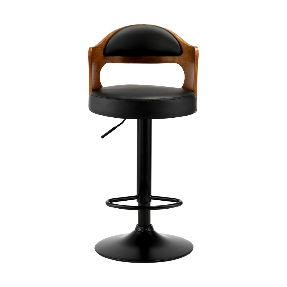 2pcs Metal Leather Bar Stools with Swivel Gas Lift