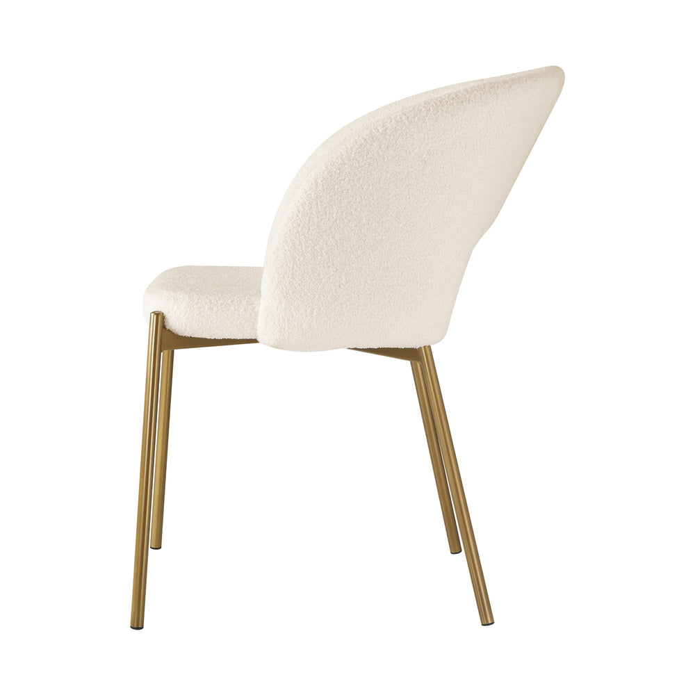 Set of 2 Sherpa Dining Chairs White and Gold