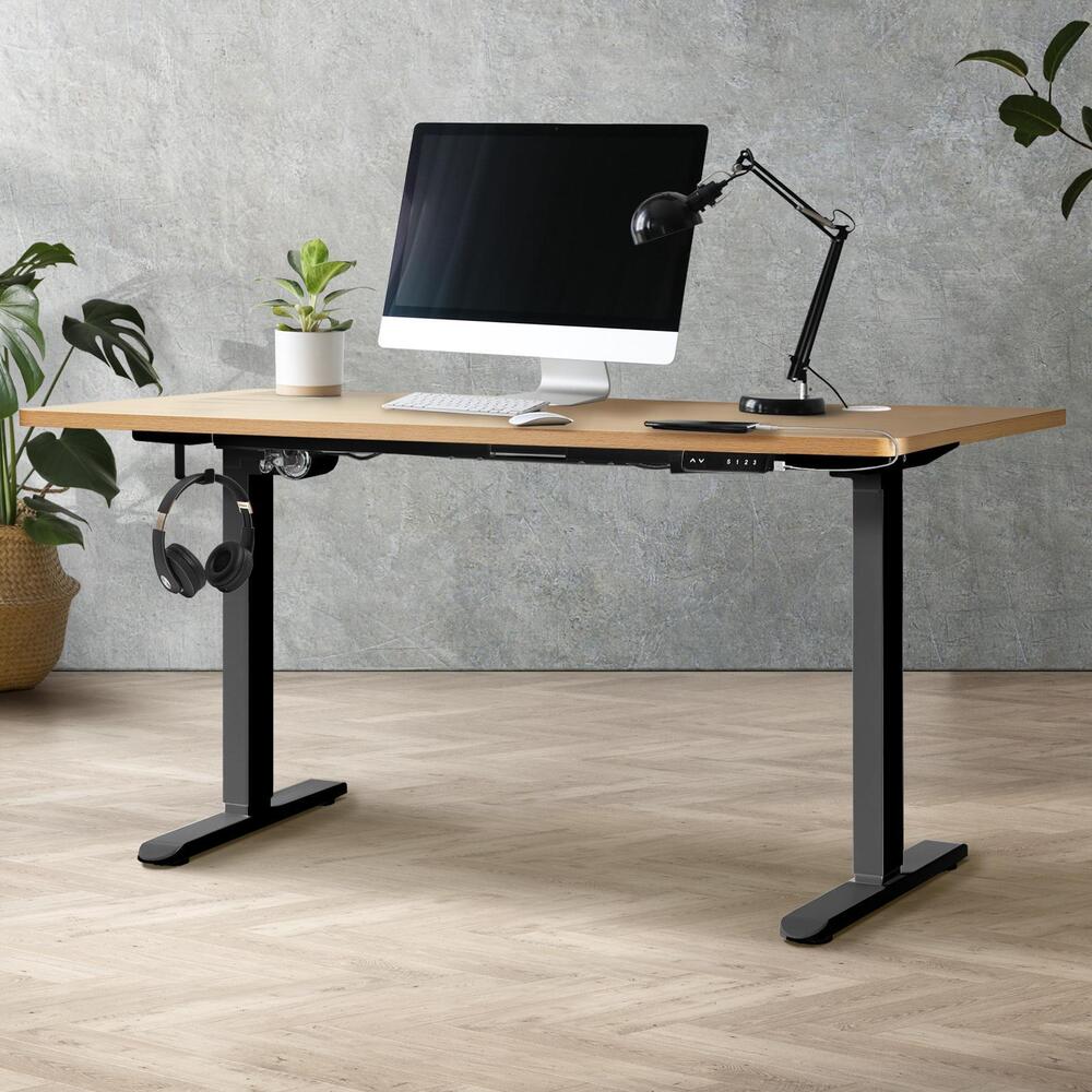 120cm Motorised Adjustable Standing Desk Black and Oak