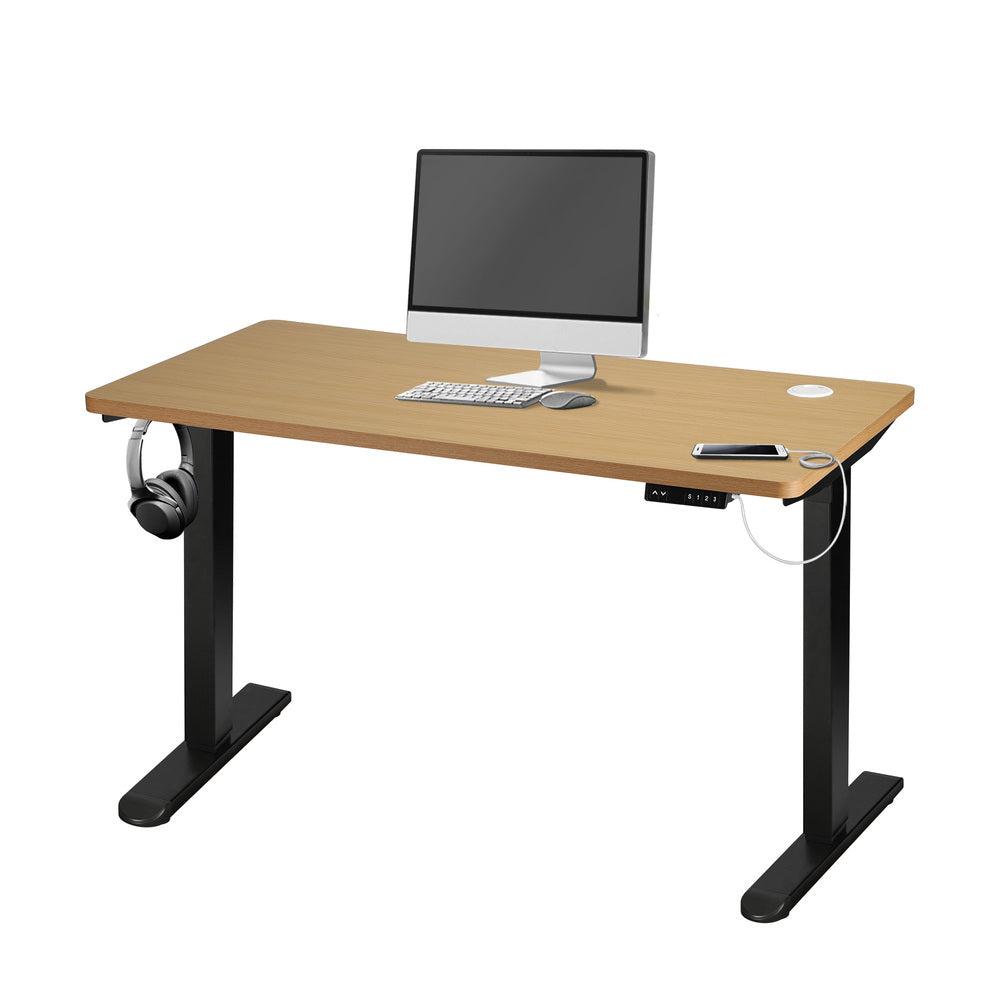 120cm Motorised Adjustable Standing Desk Black and Oak