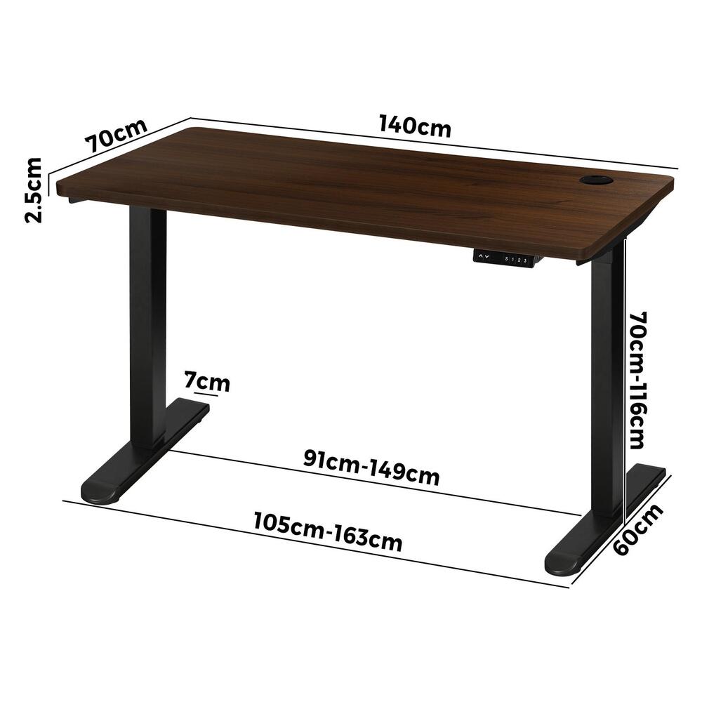 140cm Motorized Adjustable Standing Desk Black and Walnut