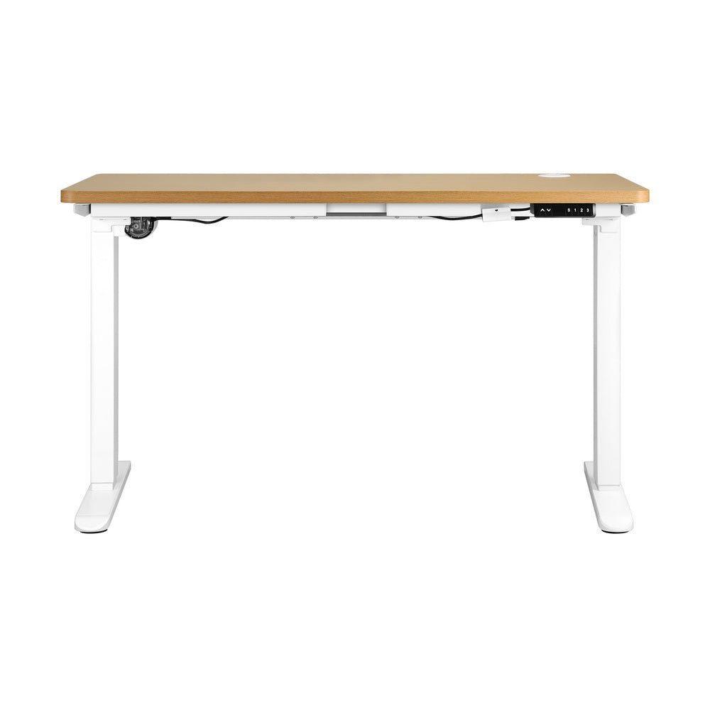 140cm Motorised Adjustable Standing Desk White and Oak
