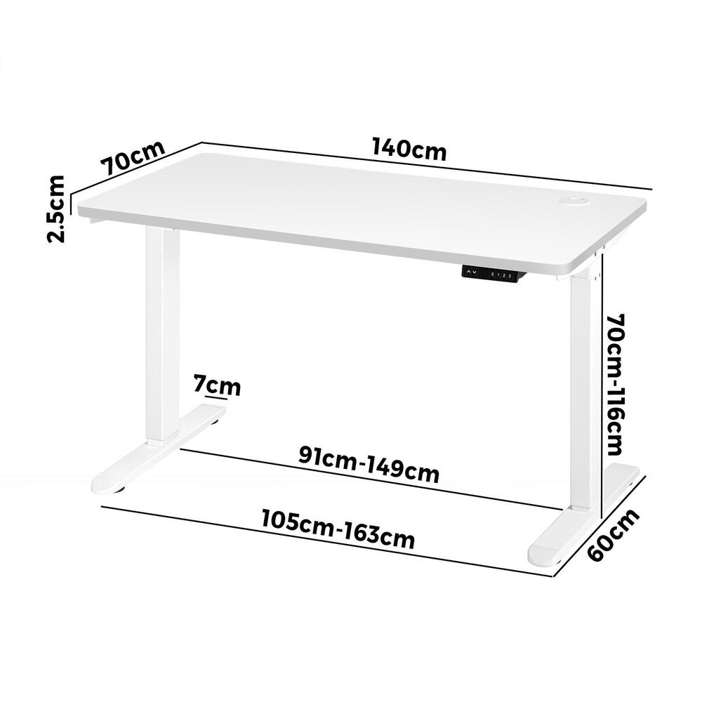 140cm Motorized Adjustable Standing Desk White