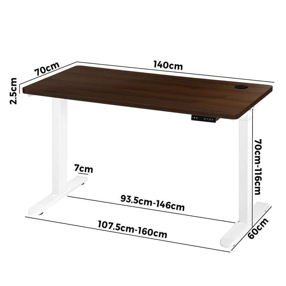 140cm Dual Motor Adjustable Standing Desk White and Walnut