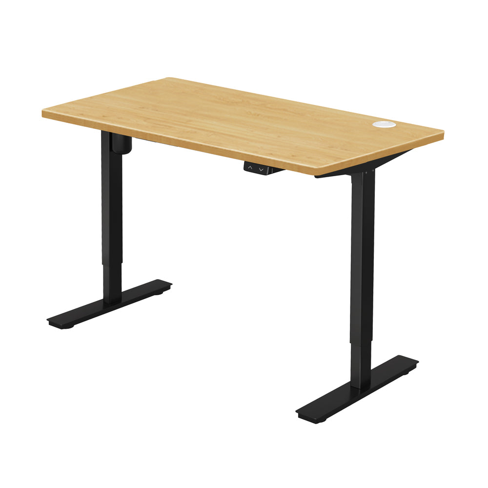 140cm Electric Standing Desk Single Motor Black and Oak