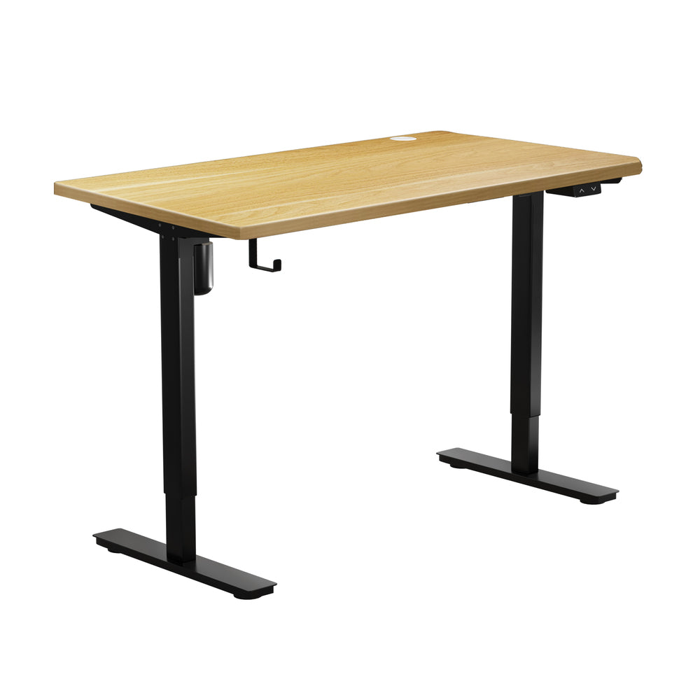 140cm Electric Standing Desk Single Motor Black and Oak