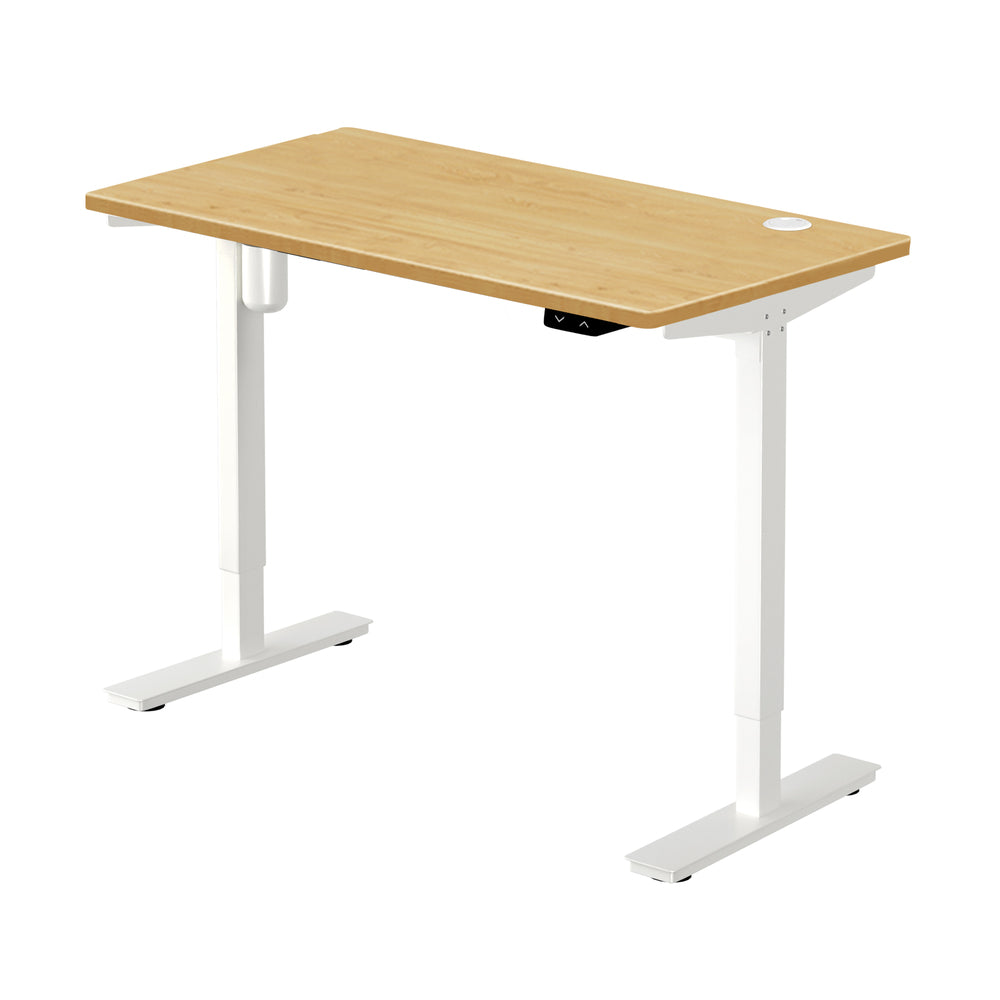 140cm Electric Standing Desk Single Motor White and Oak