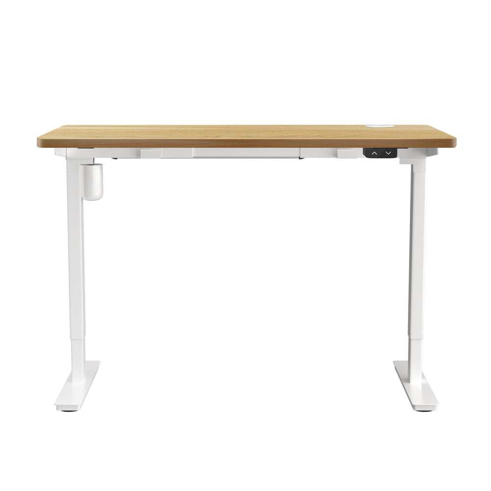 140cm Electric Standing Desk Single Motor White and Oak
